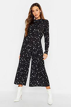 Boohoo Constellation Print Twist Knot Jumpsuit