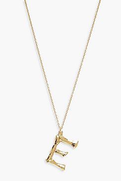Boohoo Bamboo E Initial Pendant Necklace