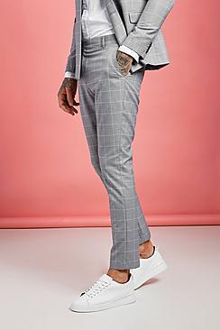 Boohoo Jaspe Windowpane Check Tapered Trouser