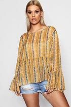 Boohoo Plus Tina Floral Tribe Print Smock Top