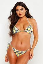 Boohoo Lemon Stripe Triangle Bikini