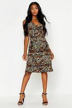 Boohoo Jungle Print Cami Wrap Midi Dress