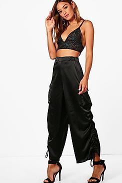 Boohoo Delilah Satin Utility Relaxed Jogger