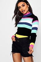 Boohoo Becca Knitted Multi Stripe Knitted Jumper