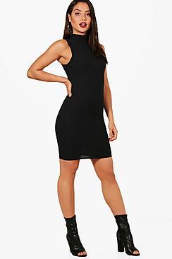 Boohoo Sleeveless Roll Neck Knitted Dress