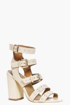 Boohoo Eloise Studded Trim Gladiator Block Heel Nude