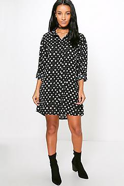 Boohoo Gaynor Spot Woven Shirt Dress