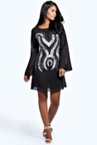 Boohoo Adele Sweetheart Detail Hand Embellished Dress Black