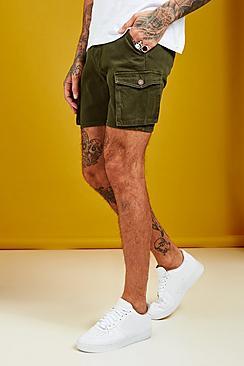 Boohoo Slim Fit Cargo Denim Short