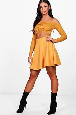Boohoo Ayla Fit & Flare Crepe Mini Skirt