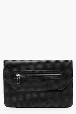 Boohoo Perforated Zip Clutch Bag