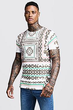 Boohoo Pastel Baroque Print T-shirt