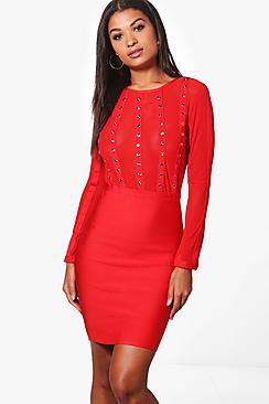 Boohoo Boutique Ali Eyelet Bandage Bodycon Dress