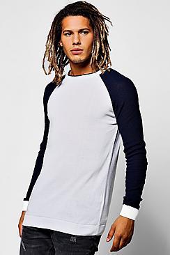 Boohoo Contrast Raglan Long Sleeve Jumper