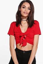 Boohoo Isobel Tie Front Crop