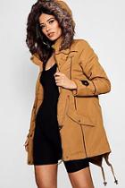 Boohoo Layla Faux Fur Trim Parka