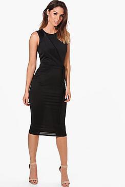 Boohoo Maria Pleat Detail Belted Dress