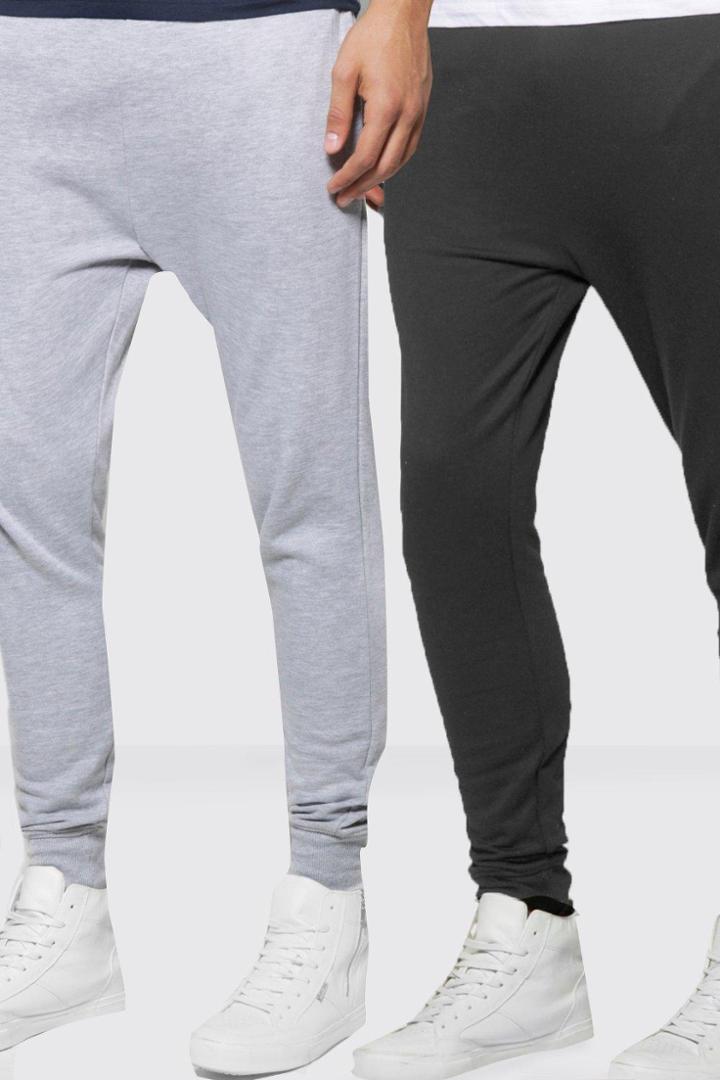Boohoo 2 Pack Drop Crotch Joggers Multi