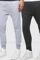 Boohoo 2 Pack Drop Crotch Joggers Multi