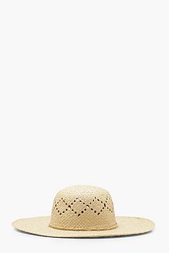 Boohoo Jodie Straw Trim Floppy Hat