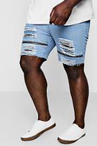 Boohoo Big And Tall Loose Fit Denim Shorts With Zips