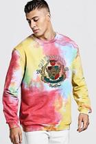 Boohoo Loose Fit Tie Dye Sweater With Embroidery
