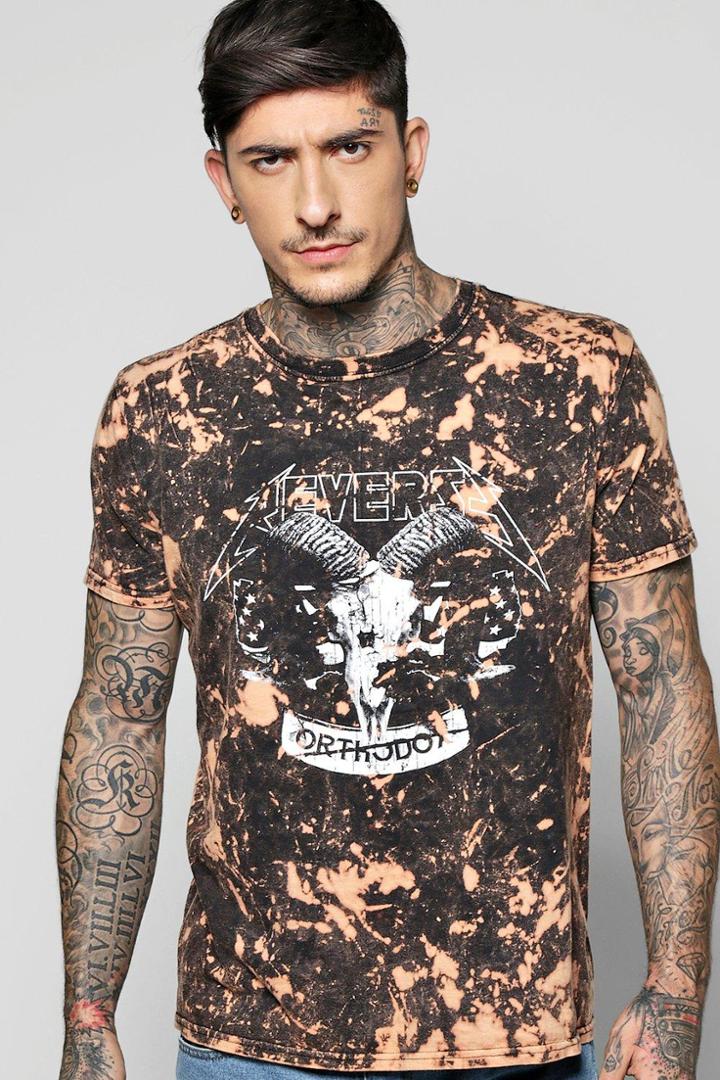 Boohoo Marble Wash Printed T Shirt Black