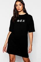 Boohoo Gothic Slogan Oversized T-shirt Dress