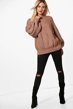 Boohoo Georgina Oversized Cable Jumper