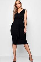 Boohoo Plus Isla O Ring Wrap Midi Dress