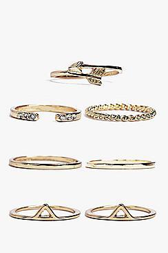 Boohoo Florence 7 Pack Skinny Ring Pack