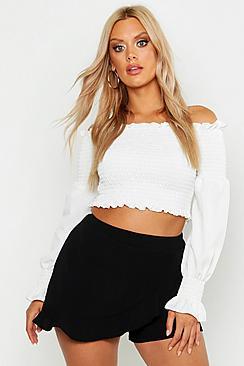 Boohoo Plus Ruffle Curved Hem Skort