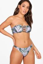 Boohoo Rhodes Mix And Match Lace Up Leaf Bandeau
