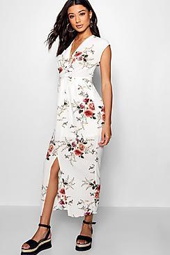 Boohoo Ada Pocket Side Front Split Floral Maxi Dress