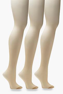 Boohoo Nudes Collection 20 Denier 3 Pack Tights - Natural