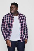 Boohoo Big And Tall Navy Brushed Flannel Check Shirt