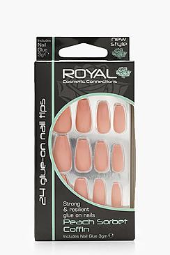 Boohoo 24 Peach Sorbet Coffin Nails