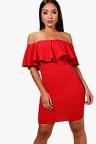 Boohoo Alena Crepe Off The Shoulder Bodycon Dress