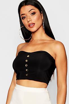 Boohoo Gold Button Detail Slinky Bandeau