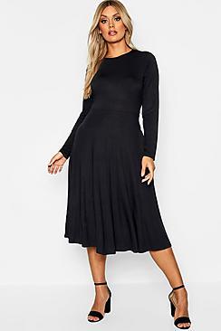 Boohoo Plus Long Sleeved Skater Dress