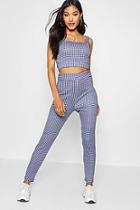 Boohoo Gingham Button Crop Top & Trouser Co-ord