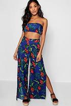Boohoo Neve Bandeau Top And Wide Leg Trouser Co-ord