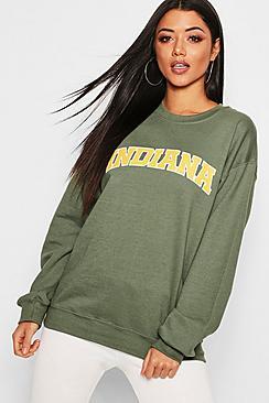 Boohoo Indiana Slogan Sweat