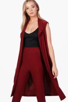 Boohoo Karina Sleeveless Duster Wine