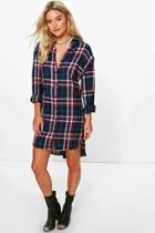 Boohoo Anika Checked Shirt Dress Multi