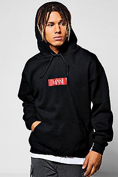 Boohoo Oversized Man Red Box Hoodie