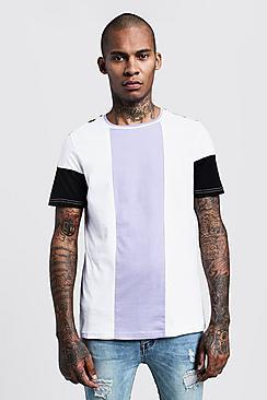 Boohoo Lilac Colour Block Panel T-shirt