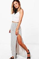 Boohoo Petite Jessica Stripe Split Maxi Skirt