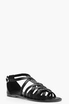 Boohoo Tia Wide Fit Leather Woven Gladiator Sandals