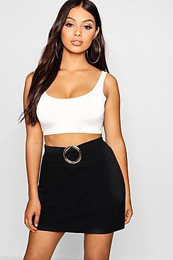 Boohoo Petite O Ring Buckle Detail Mini Skirt